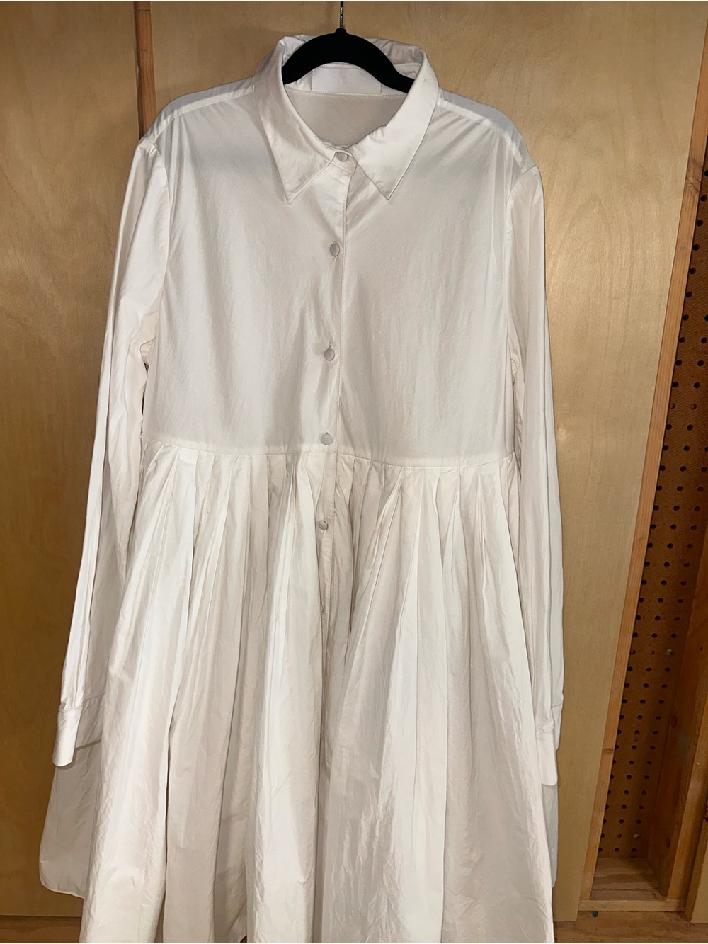 CO White Button-Front Long Sleeve Shirt Dress - Picture 3 of 5